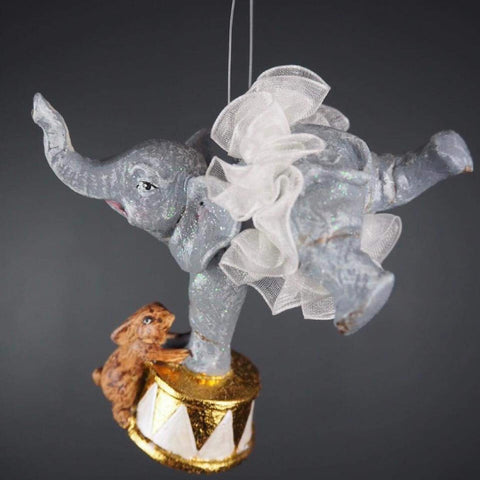 Julepynt - Elefant med hvidt tylskørt